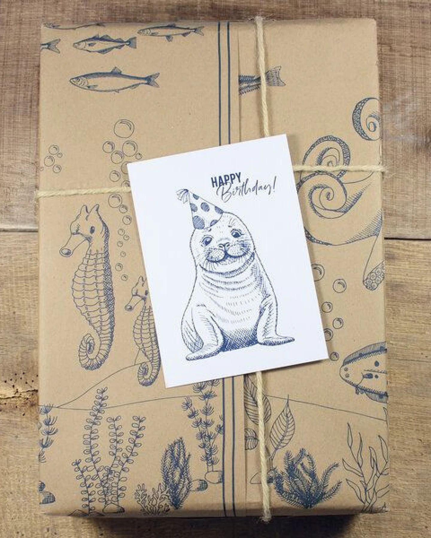 Bow & Hummingbird Postkarte "Happy Birthday Seehund" – Ansicht 2