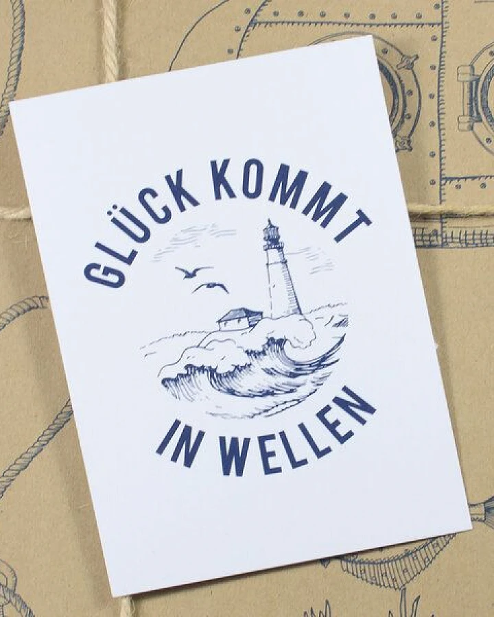 Bow & Hummingbird Postkarte "Glück kommt in Wellen"