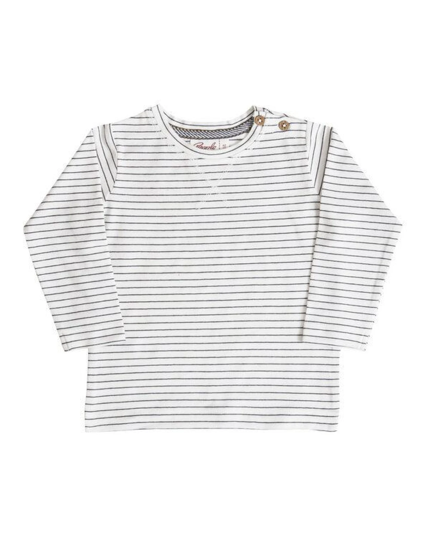 People Wear Organic maritimes Langarm-Shirt, weiß-dunkelgrau geringelt, aus Bio-Baumwolle – Ansicht 2