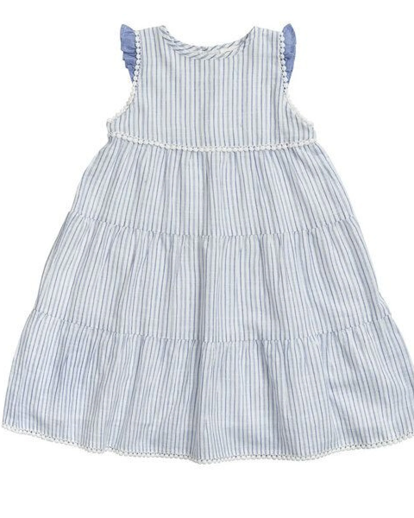 People Wear Organic Kleid ohne Arm, blau-weiß gestreift, aus Bio-Baumwolle – Ansicht 2