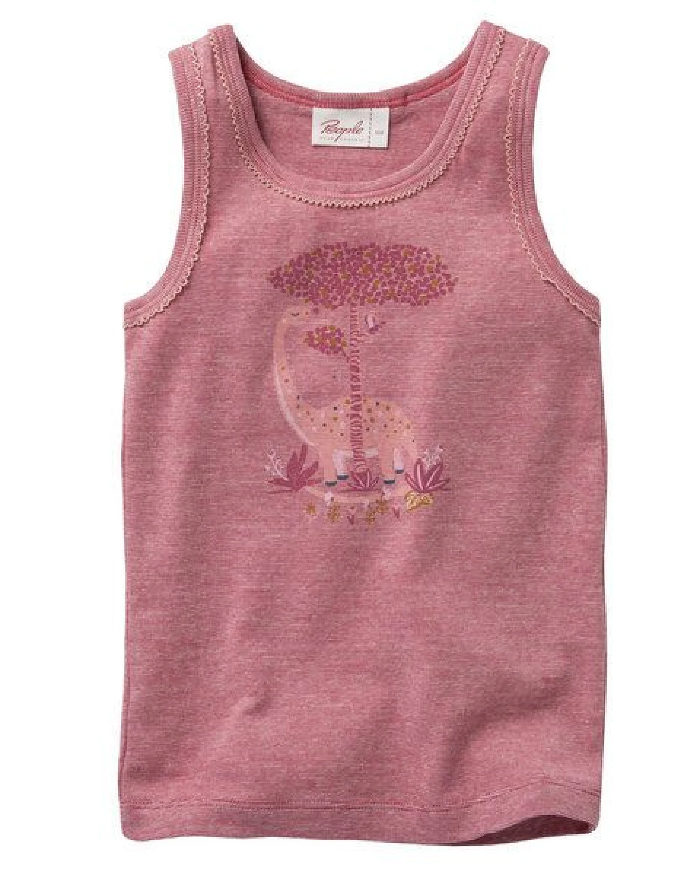 People Wear Organic Unterhemd in rot mélange, mit Druck "Dino", aus Bio-Baumwolle – Ansicht 2