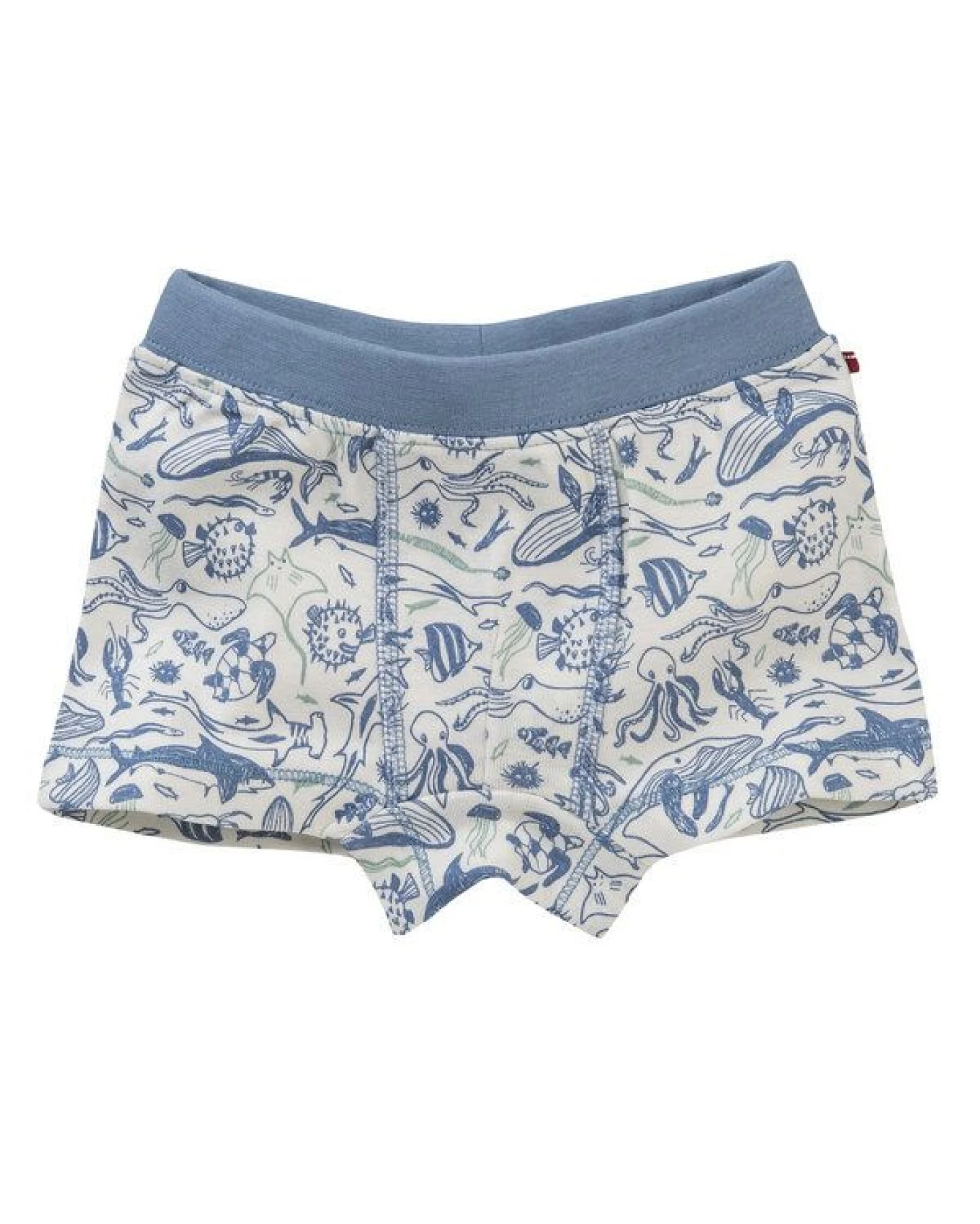 People Wear Organic 2er-Pack Boxershorts, Set "Unterwasserwelt", weiß-blau geringelt und bedruckt, aus Bio-Baumwolle – Ansicht 3