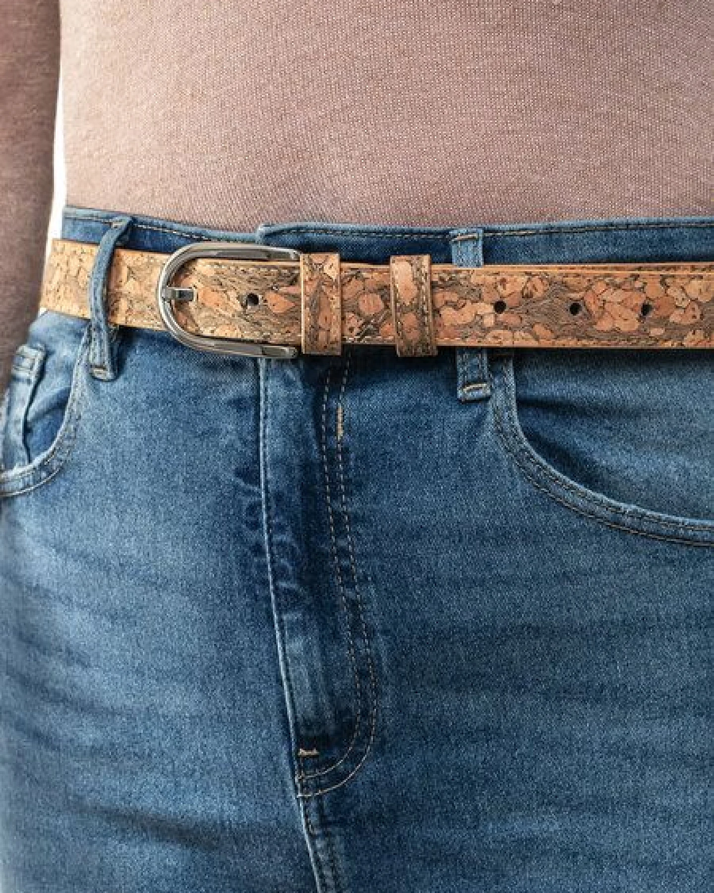 Simaru Nachhaltiger Damengürtel aus Kork mit edler Schnalle – Veganer Gürtel - Olinda – Ansicht 2