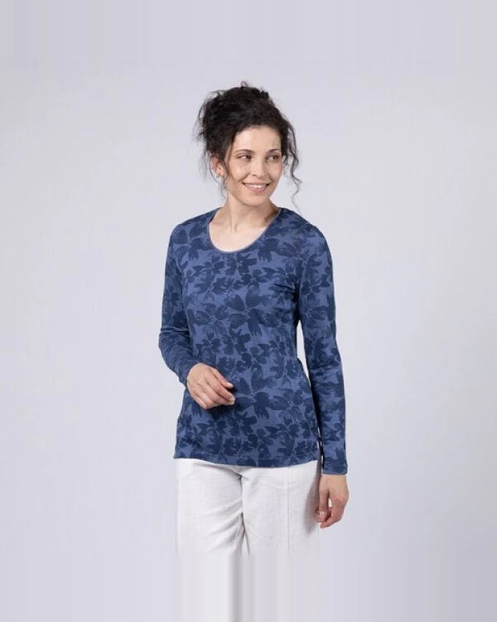 Kokon Zwo Basic Rundhalsshirt Langarm 30% Seide (peacesilk), 21% Leinen
