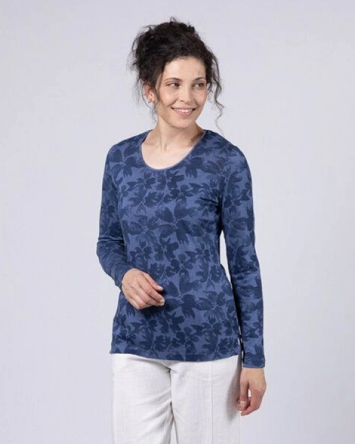 Kokon Zwo Basic Rundhalsshirt Langarm 30% Seide (peacesilk), 21% Leinen