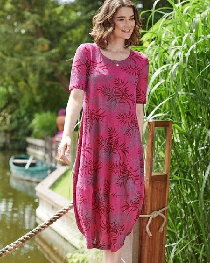 CON_STANT Ballonkleid lang 100% Leinen