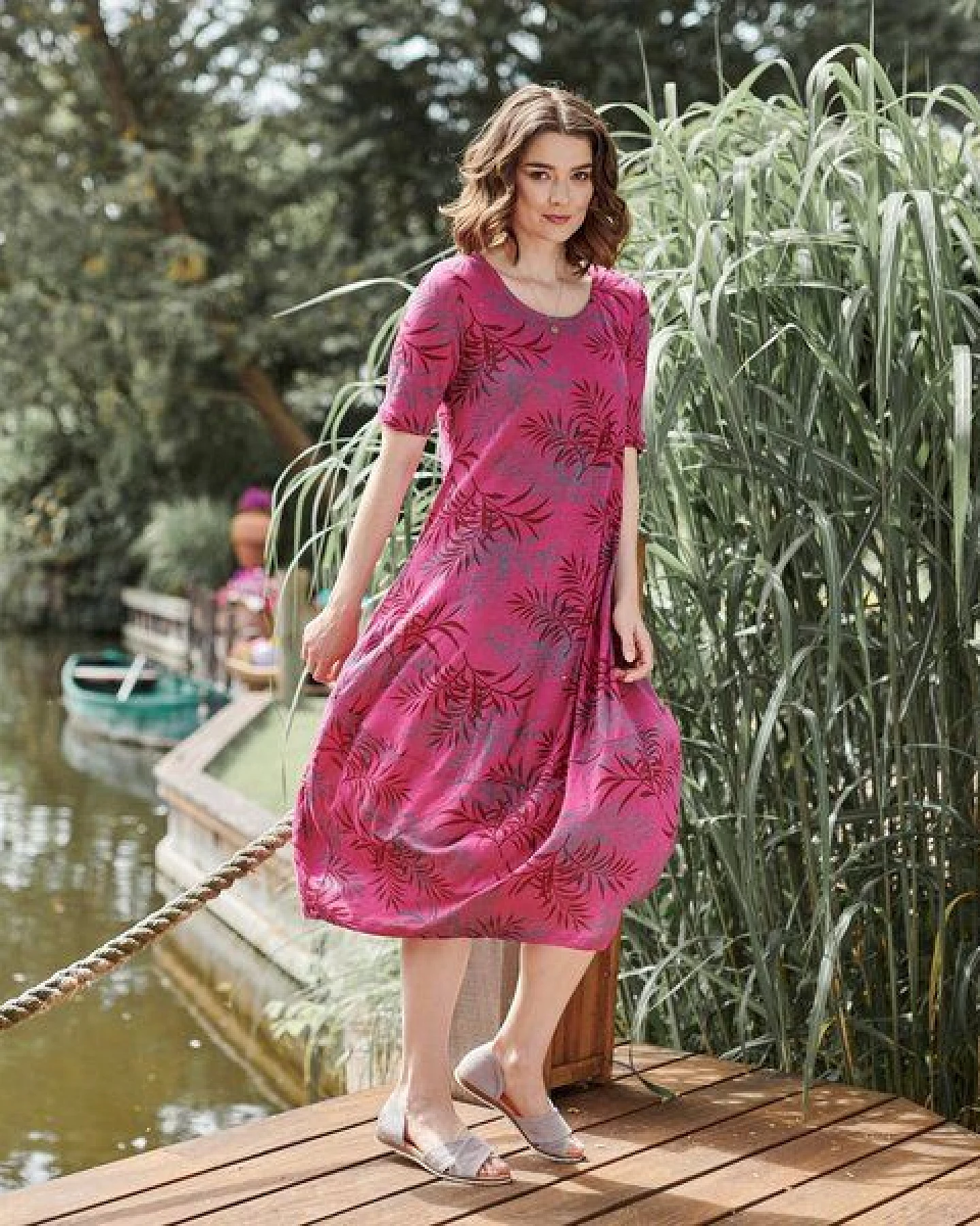 CON_STANT Ballonkleid lang 100% Leinen – Ansicht 3