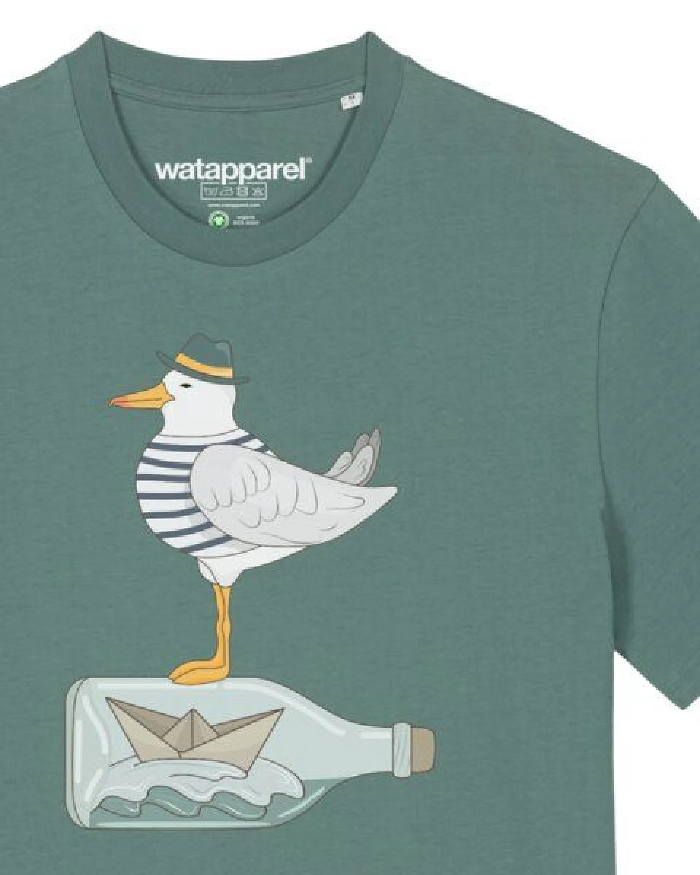 watapparel T-Shirt Unisex Möwe mit Hut – Ansicht 3