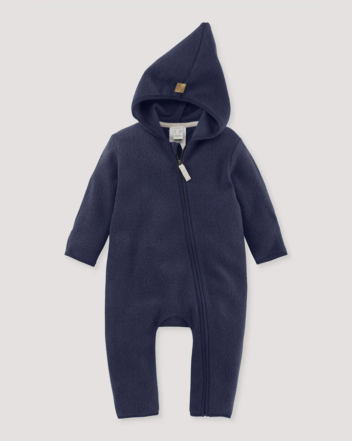 hessnatur Baby Fleece Overall aus Bio-Baumwolle - blau - Größe 50/56