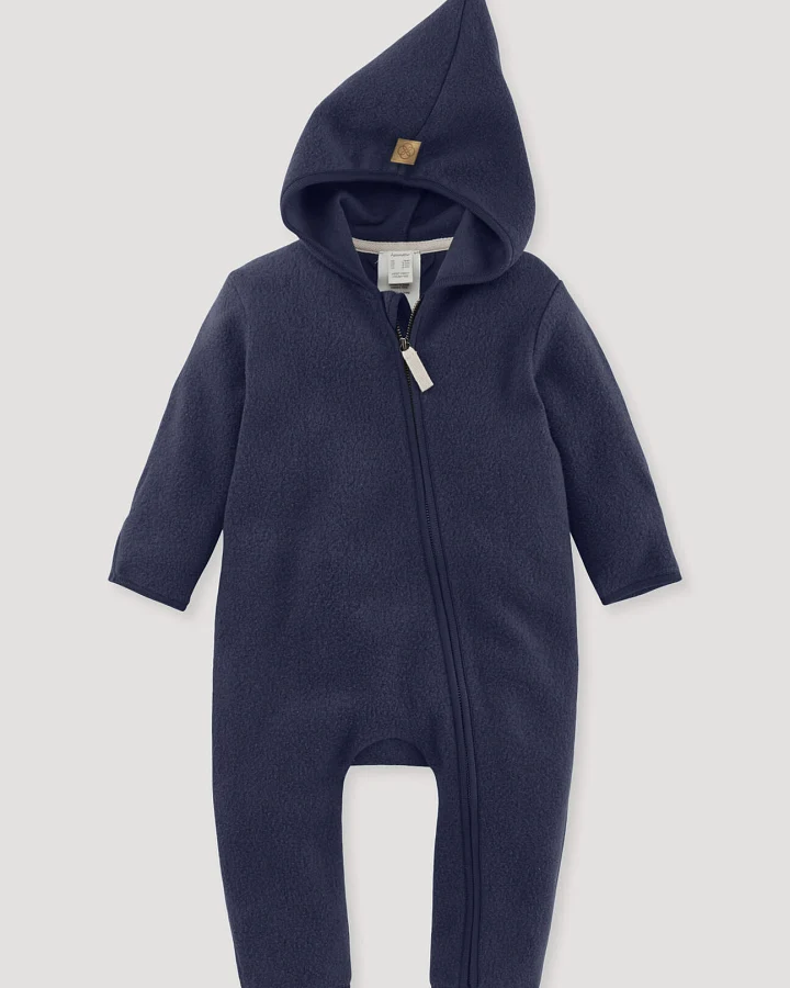 hessnatur Baby Fleece Overall aus Bio-Baumwolle - blau - Größe 50/56