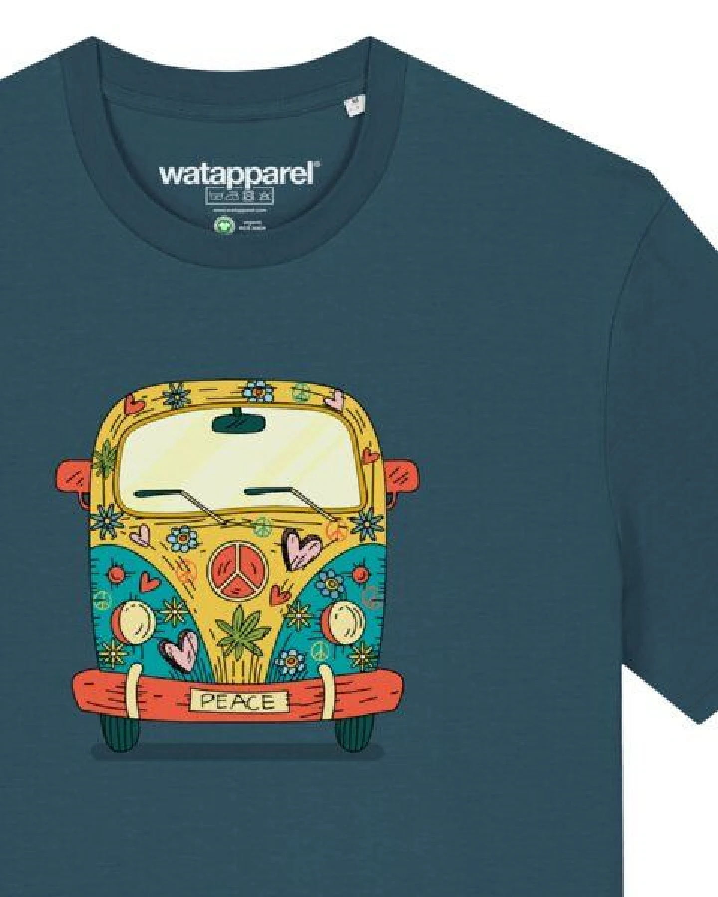 watapparel T-Shirt Unisex Hippies Bus – Ansicht 3