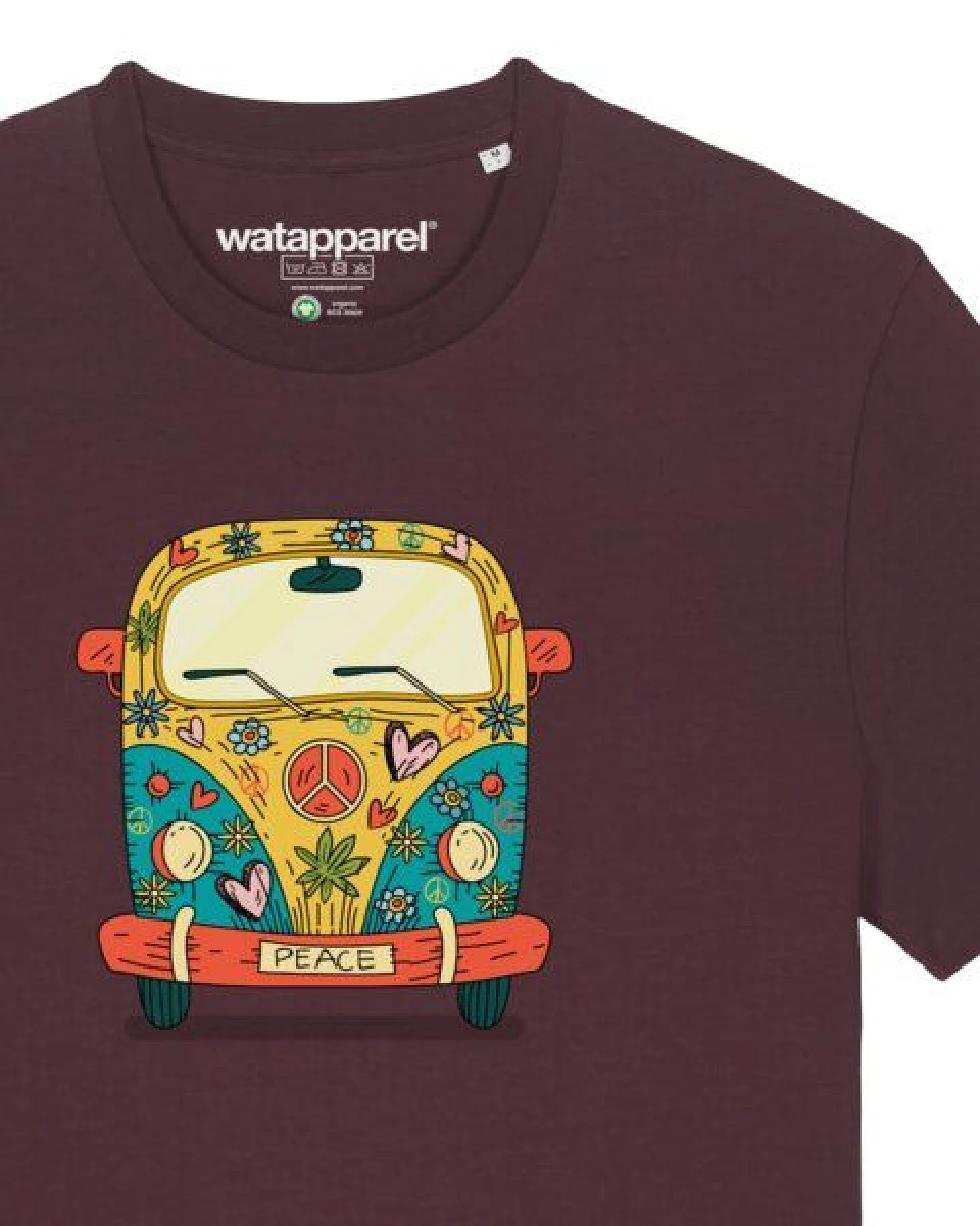 watapparel T-Shirt Unisex Hippies Bus – Ansicht 3