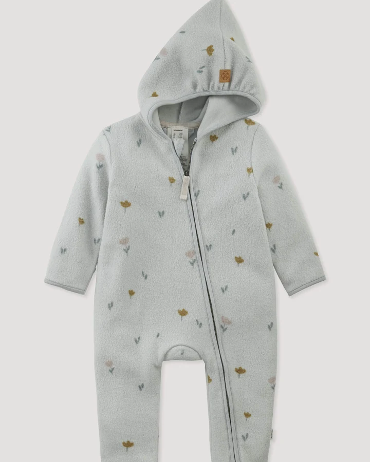 hessnatur Baby Fleece Overall aus Bio-Baumwolle - grau - Größe 50/56