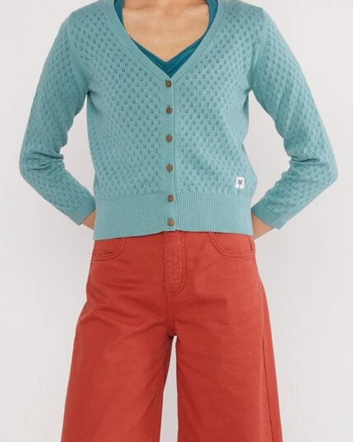 Blutsgeschwister Lochstrick Cardigan Sweet Petite - Traditional Teal Knit