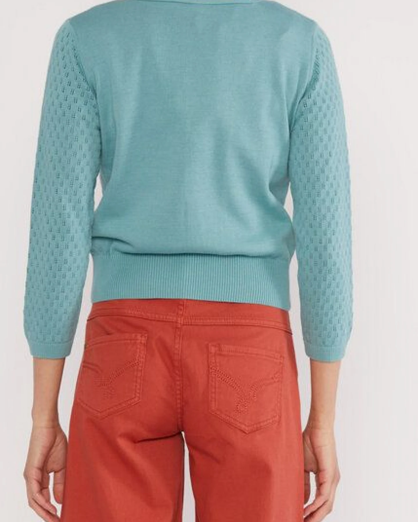 Blutsgeschwister Lochstrick Cardigan Sweet Petite - Traditional Teal Knit – Ansicht 2