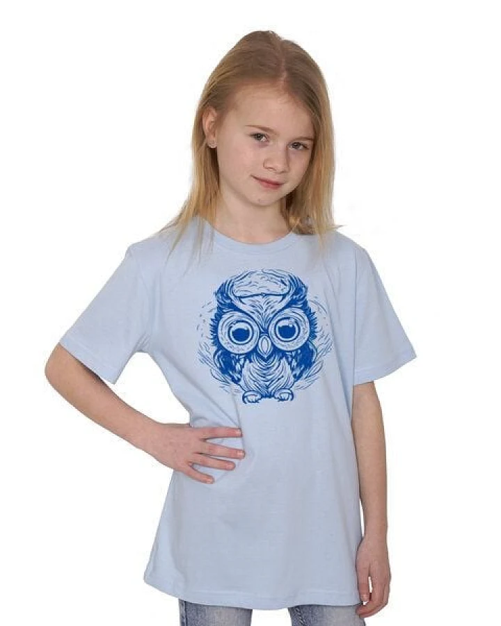 HANDGEDRUCKT "Eule" Kinder-T-Shirt reine Biobaumwolle (kbA)