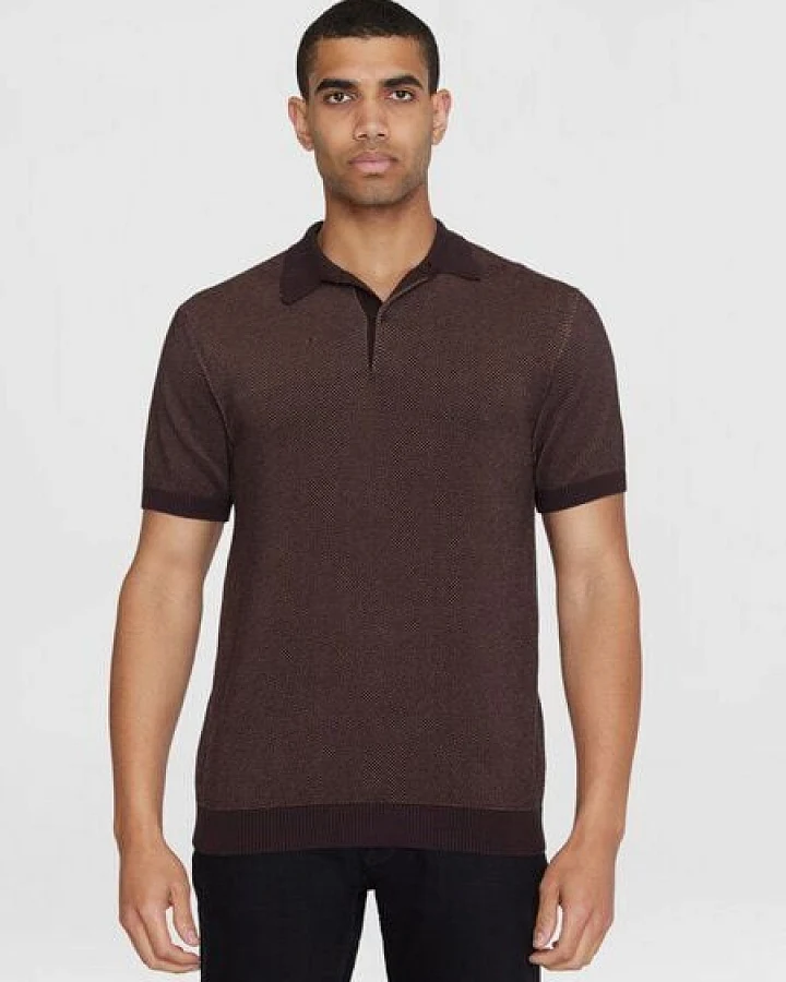 KnowledgeCotton Apparel Gestricktes Polohemd TWO TONED aus Bio-Baumwolle
