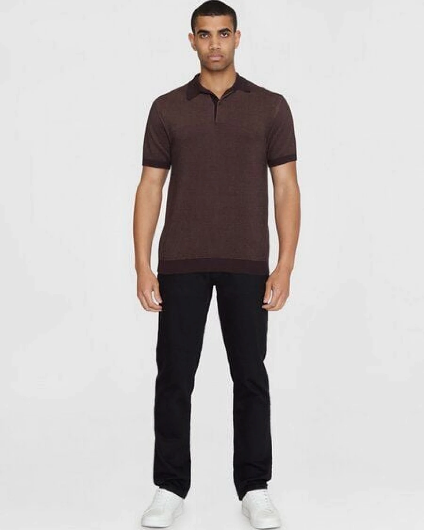 KnowledgeCotton Apparel Gestricktes Polohemd TWO TONED aus Bio-Baumwolle – Ansicht 3