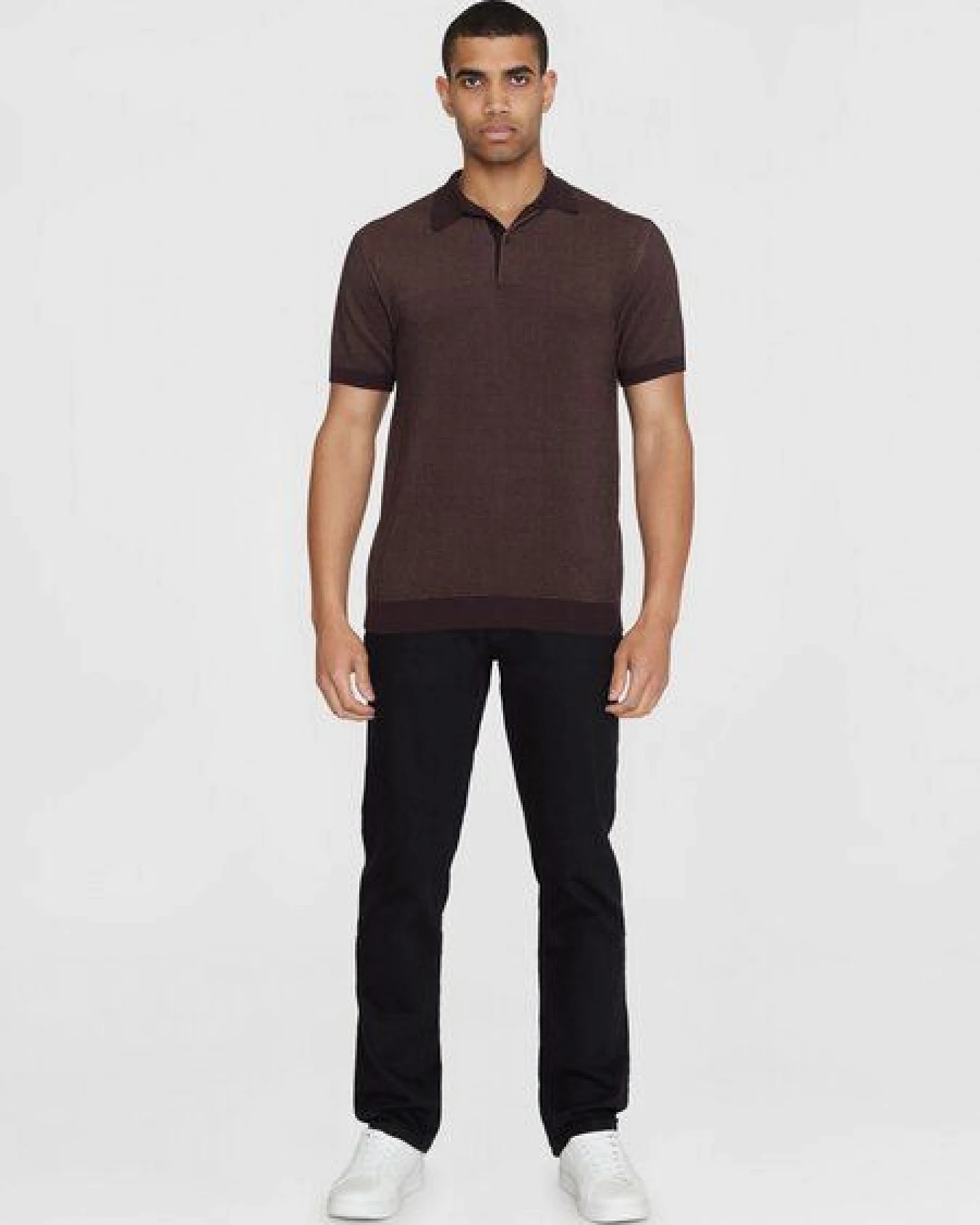 KnowledgeCotton Apparel Gestricktes Polohemd TWO TONED aus Bio-Baumwolle – Ansicht 3