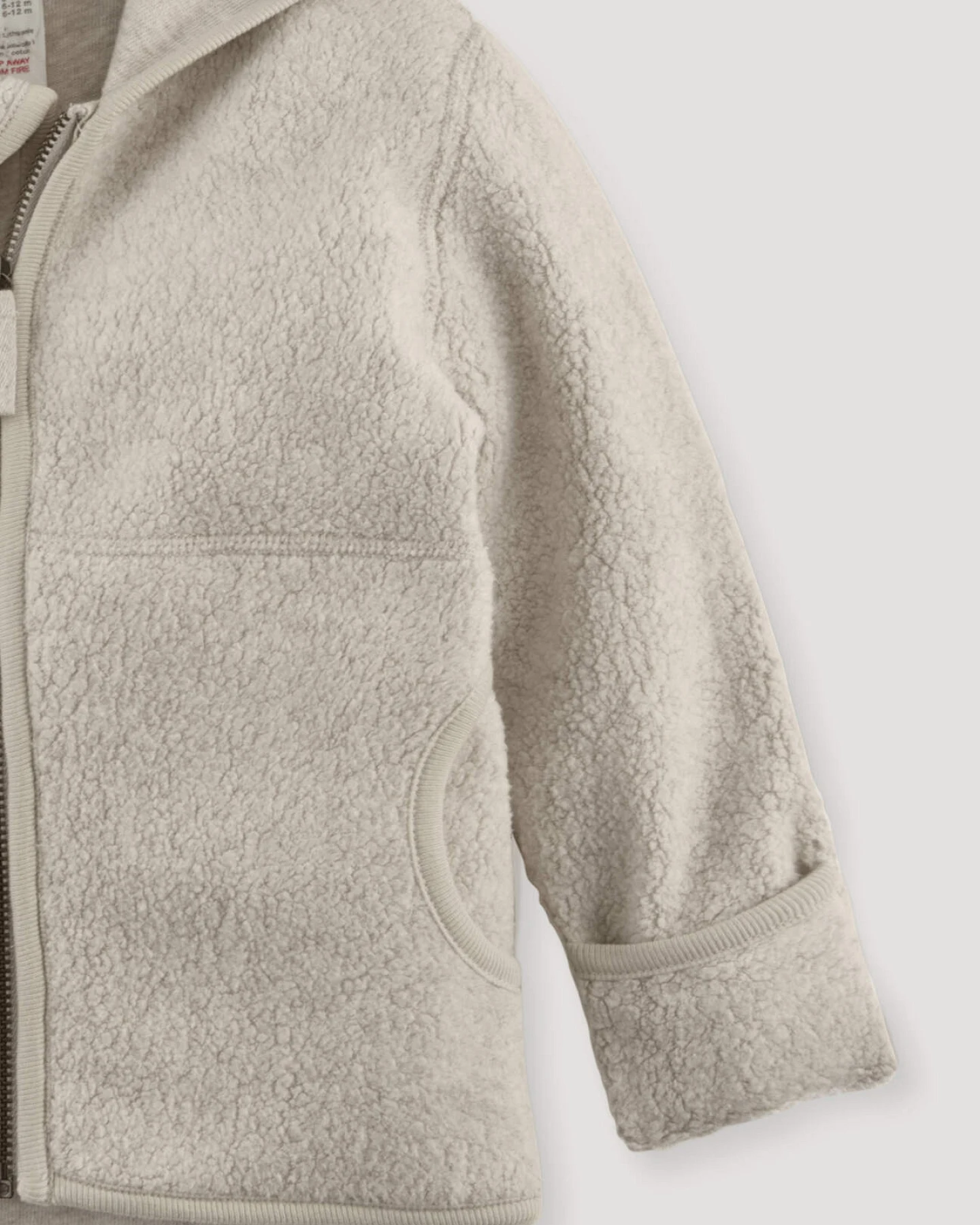 hessnatur Baby Fleece Jacke aus Bio-Baumwolle - beige - Größe 98/104 – Ansicht 3