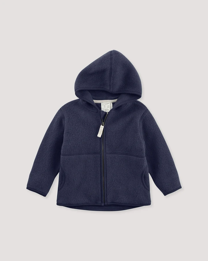hessnatur Baby Fleece Jacke aus Bio-Baumwolle - blau - Größe 62/68