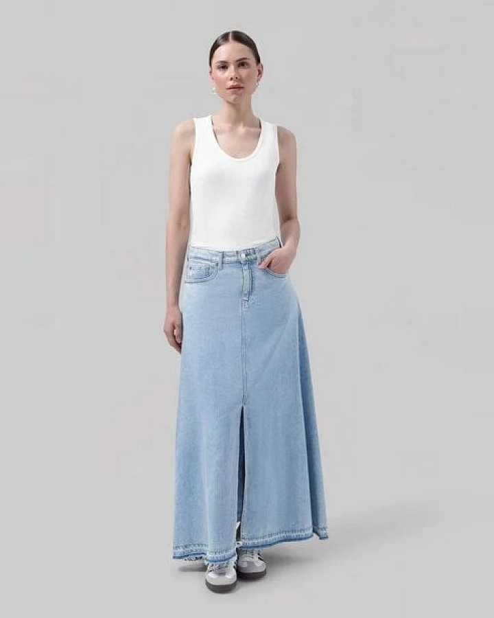 MUD Jeans Langer Jeansrock - Max Flow - aus einem Baumwolle/Leinen Mix