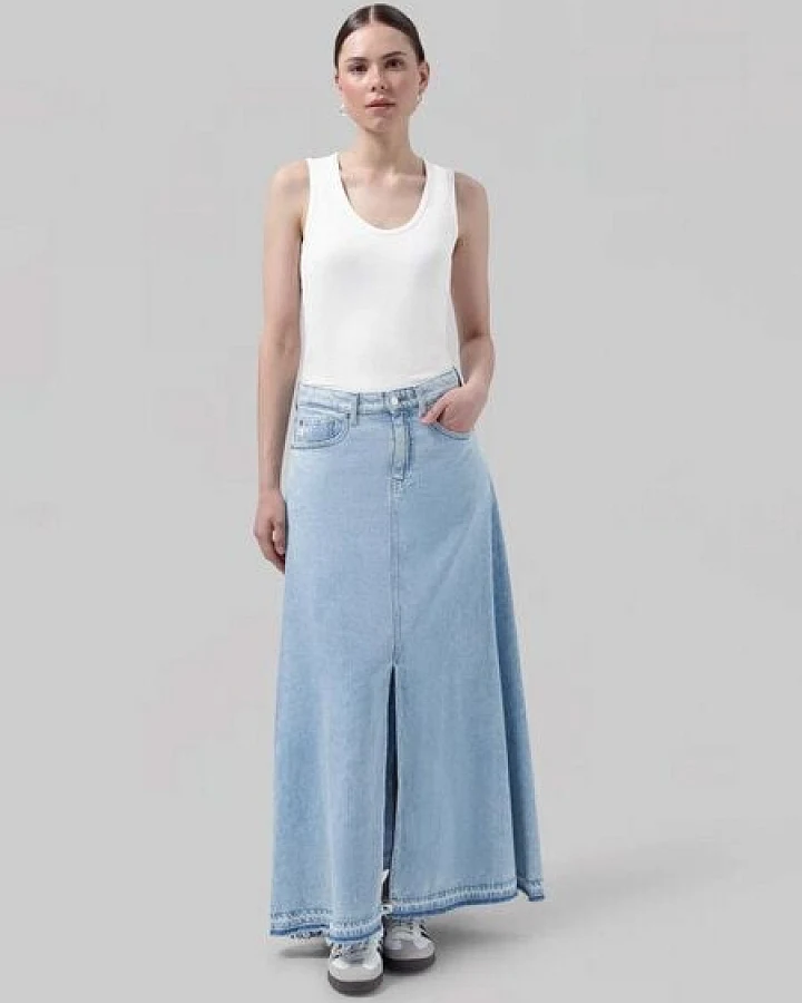 MUD Jeans Langer Jeansrock - Max Flow - aus einem Baumwolle/Leinen Mix