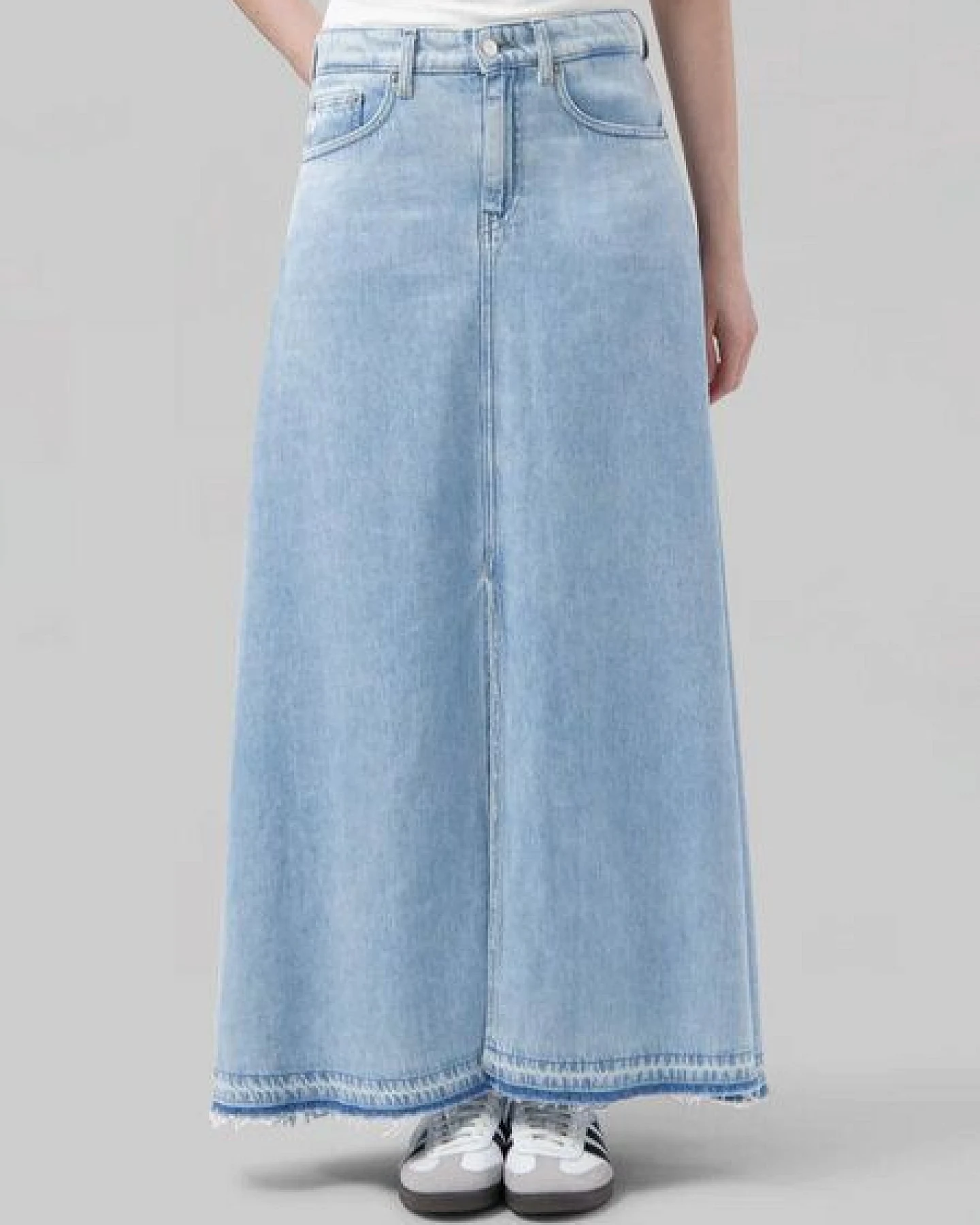MUD Jeans Langer Jeansrock - Max Flow - aus einem Baumwolle/Leinen Mix – Ansicht 3