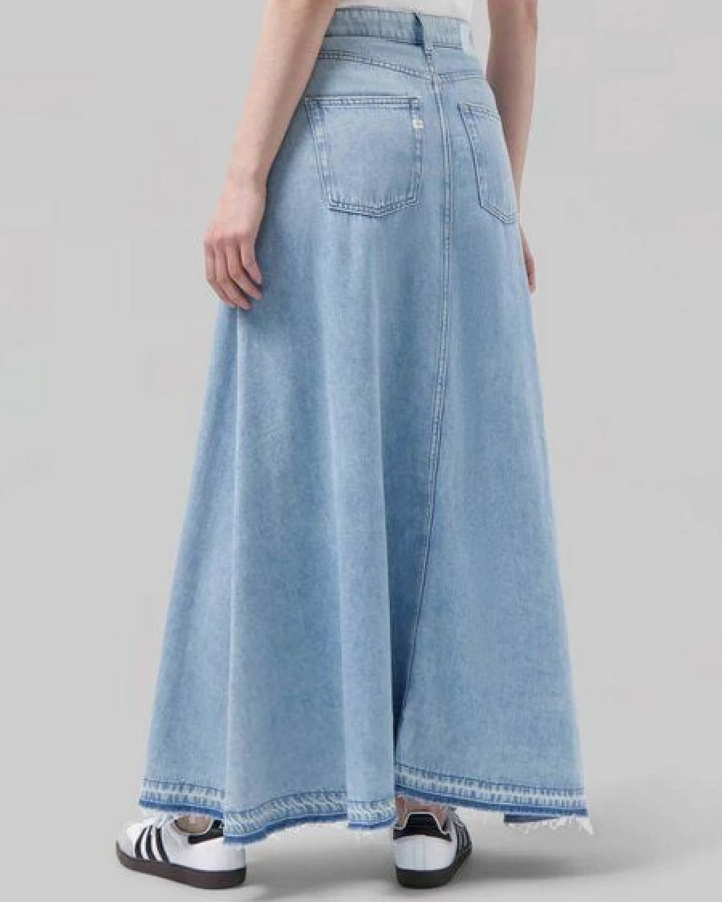 MUD Jeans Langer Jeansrock - Max Flow - aus einem Baumwolle/Leinen Mix – Ansicht 4