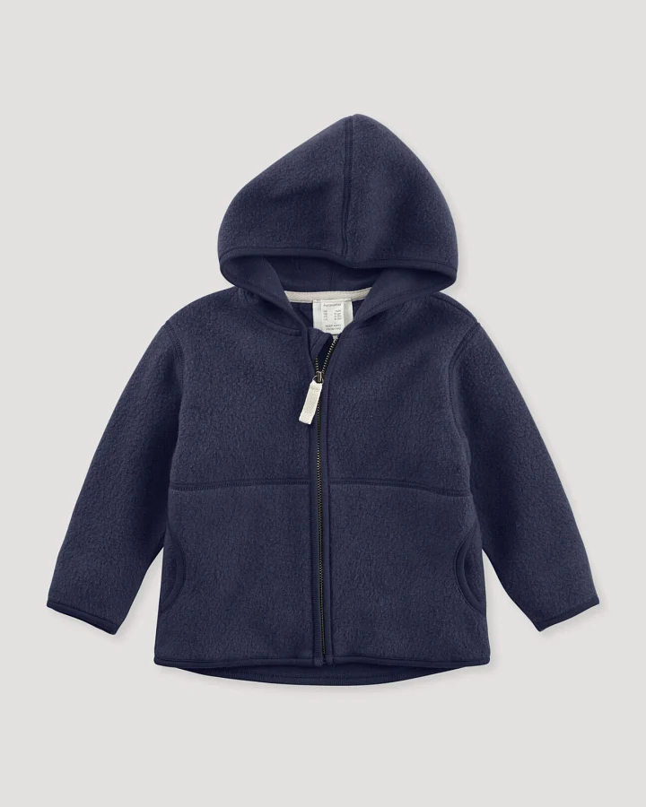 hessnatur Baby Fleece Jacke aus Bio-Baumwolle - blau - Größe 86/92