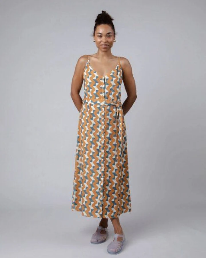 Brava Fabrics Big Tiles Long Dress Ochre