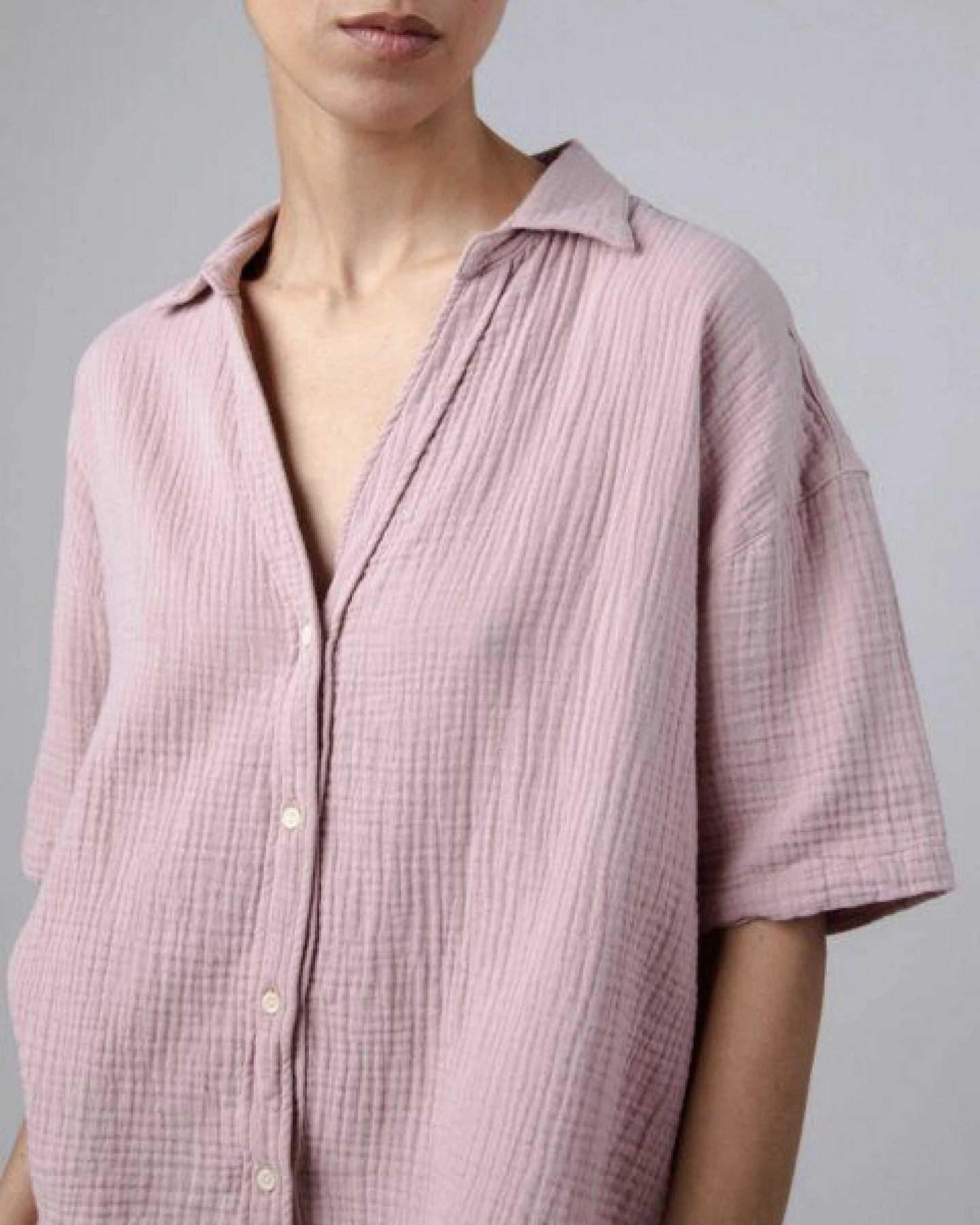 Brava Fabrics Bubble Cropped Bluse Pink – Ansicht 3