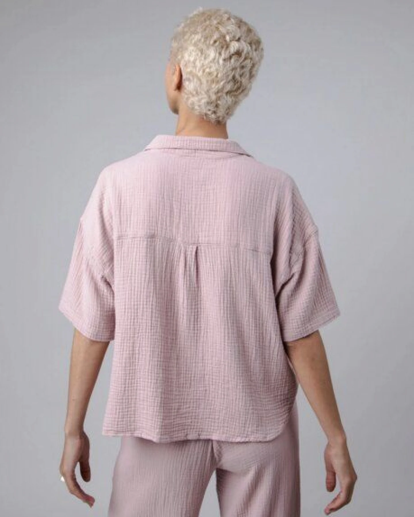 Brava Fabrics Bubble Cropped Bluse Pink – Ansicht 4