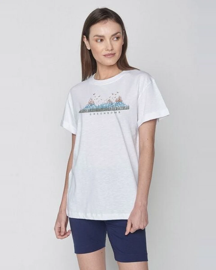 GREENBOMB Nature Mountain Colours Stop - Lässiges T-Shirt aus Bio-Baumwolle / hochwertiger Print / Fair & Vegan