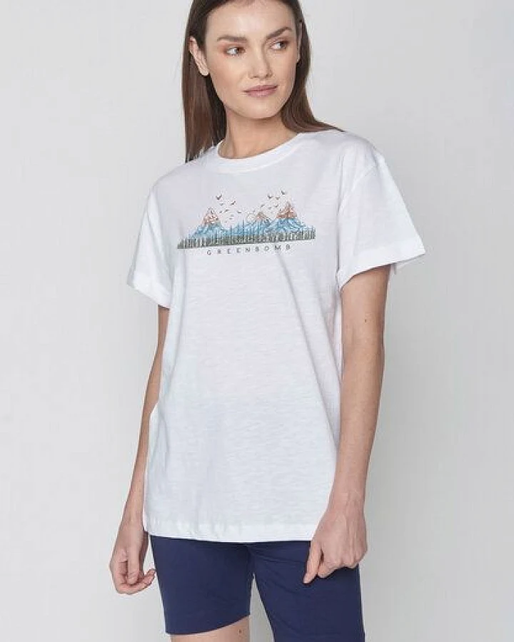 GREENBOMB Nature Mountain Colours Stop - Lässiges T-Shirt aus Bio-Baumwolle / hochwertiger Print / Fair & Vegan