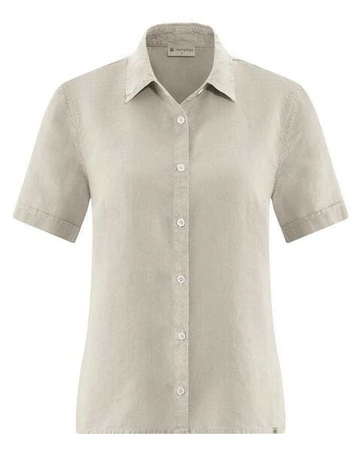 HempAge Damen Hanf Bluse Kurzarm Bluse