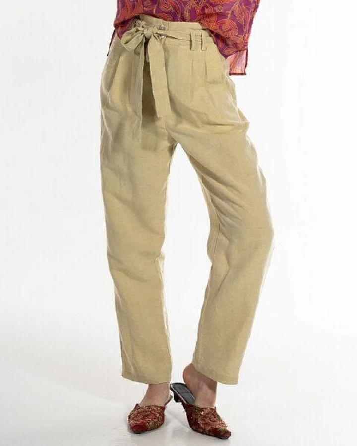 Alma & Lovis Knöchellange Paperbag-Hose aus Tencel und Leinen