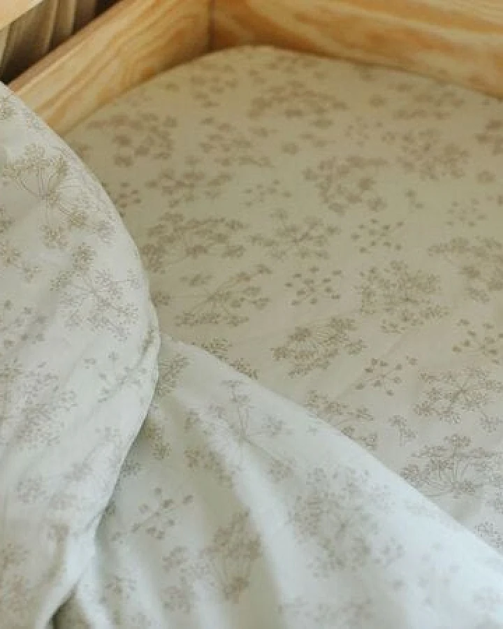 Yumeko Kinder-Spannbettlaken Baumwollsatin Natural Bloom