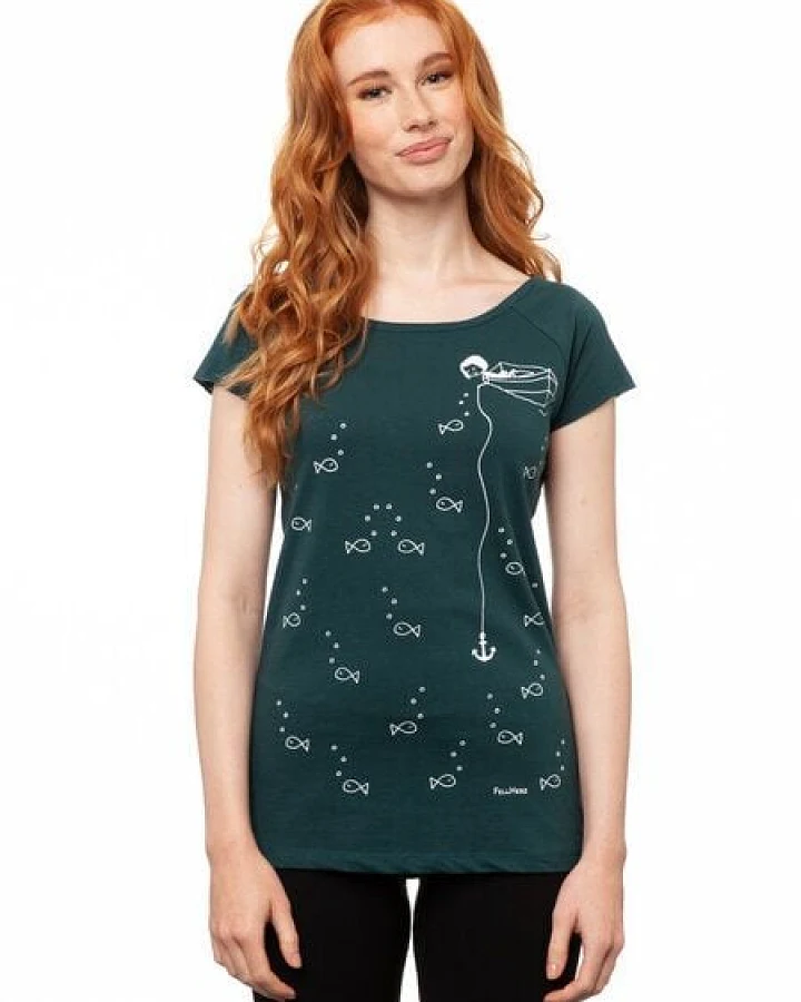 FellHerz Damen T-Shirt Ankermädl deepteal Bio & Fair & Vegan
