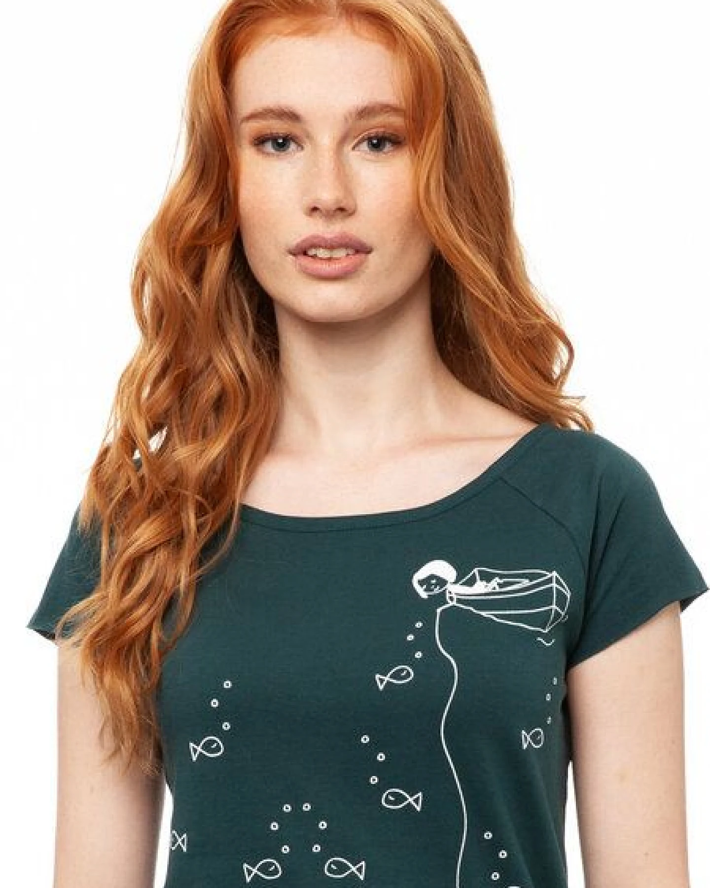 FellHerz Damen T-Shirt Ankermädl deepteal Bio & Fair & Vegan – Ansicht 2
