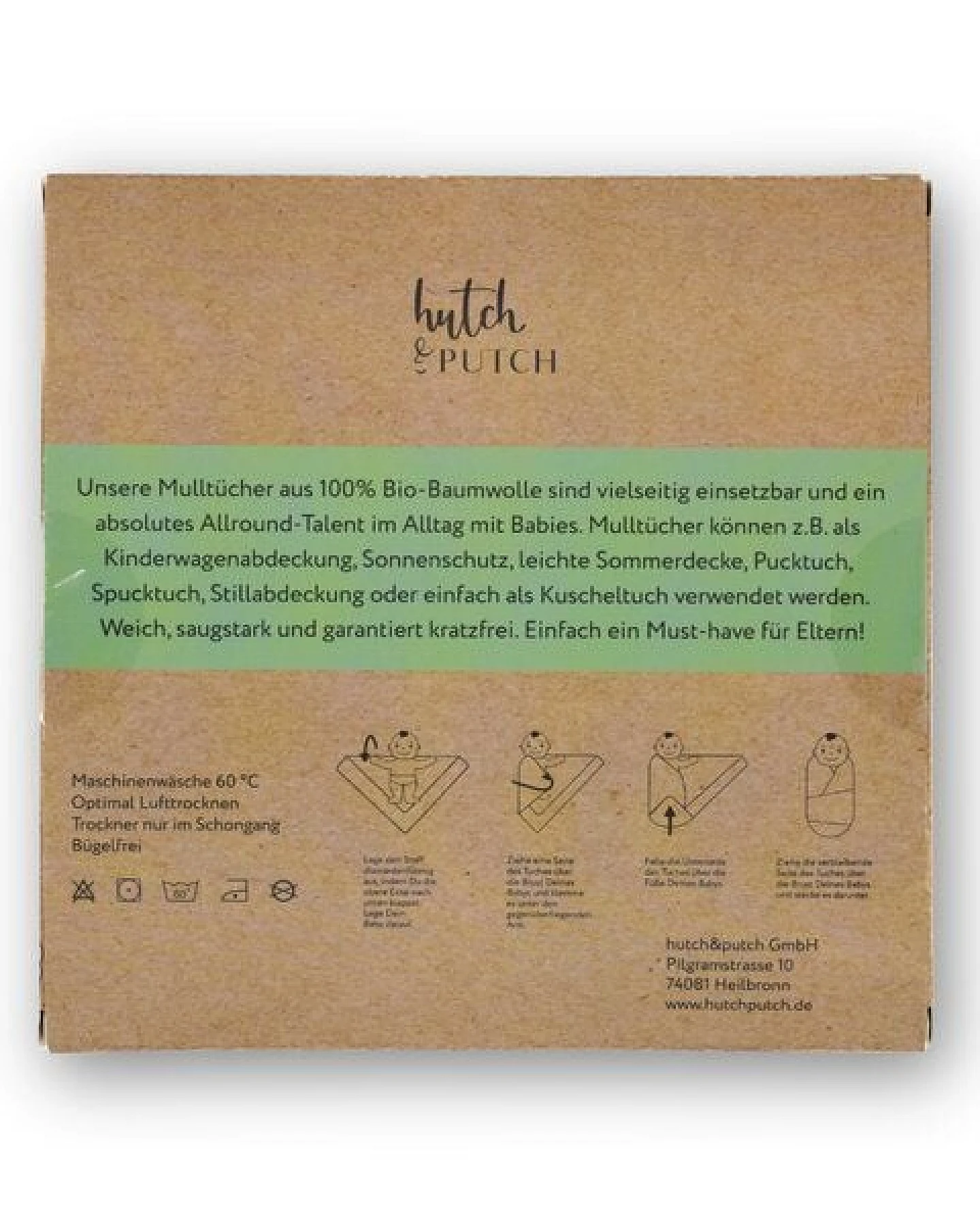 Hutch&Putch 3er-Set Musselin-Mulltuch aus Bio-Baumwolle in 60x60cm • einfarbige Mulltücher – Ansicht 3
