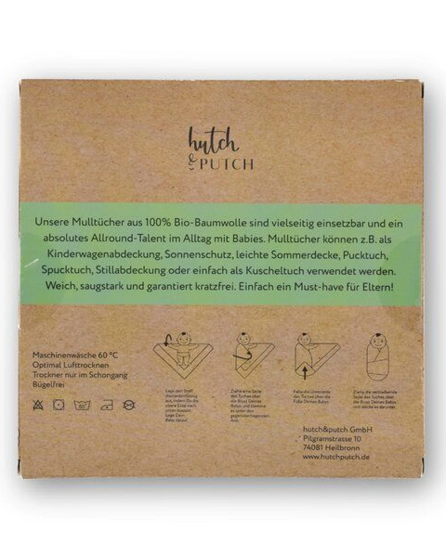 Hutch&Putch 3er-Set Musselin-Mulltuch aus Bio-Baumwolle in 60x60cm • einfarbige Mulltücher – Ansicht 3