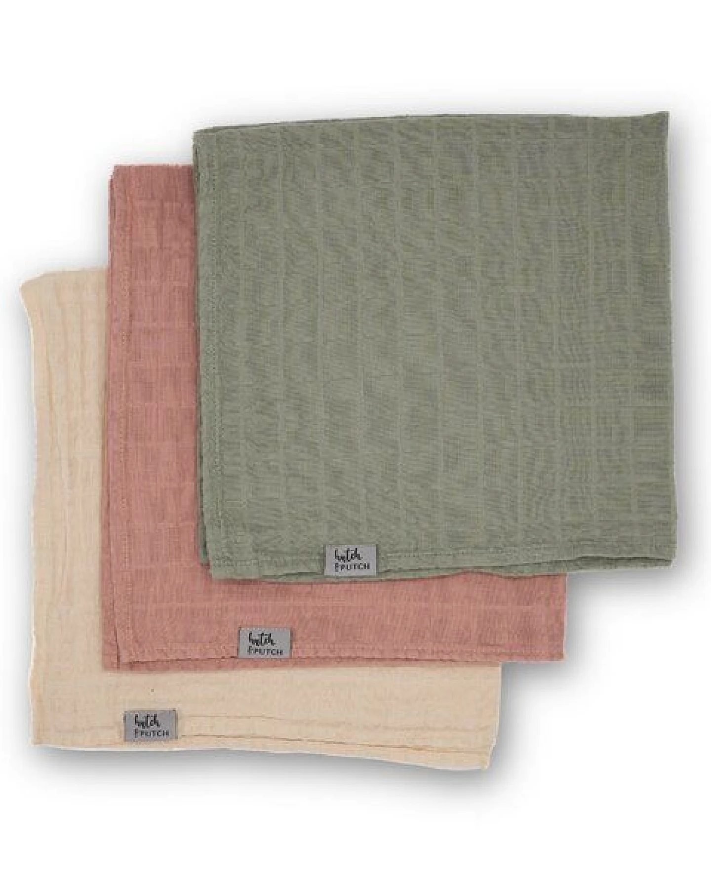 Hutch&Putch 3er-Set Musselin-Mulltuch aus Bio-Baumwolle in 120x120cm • einfarbige Mulltücher – Ansicht 2