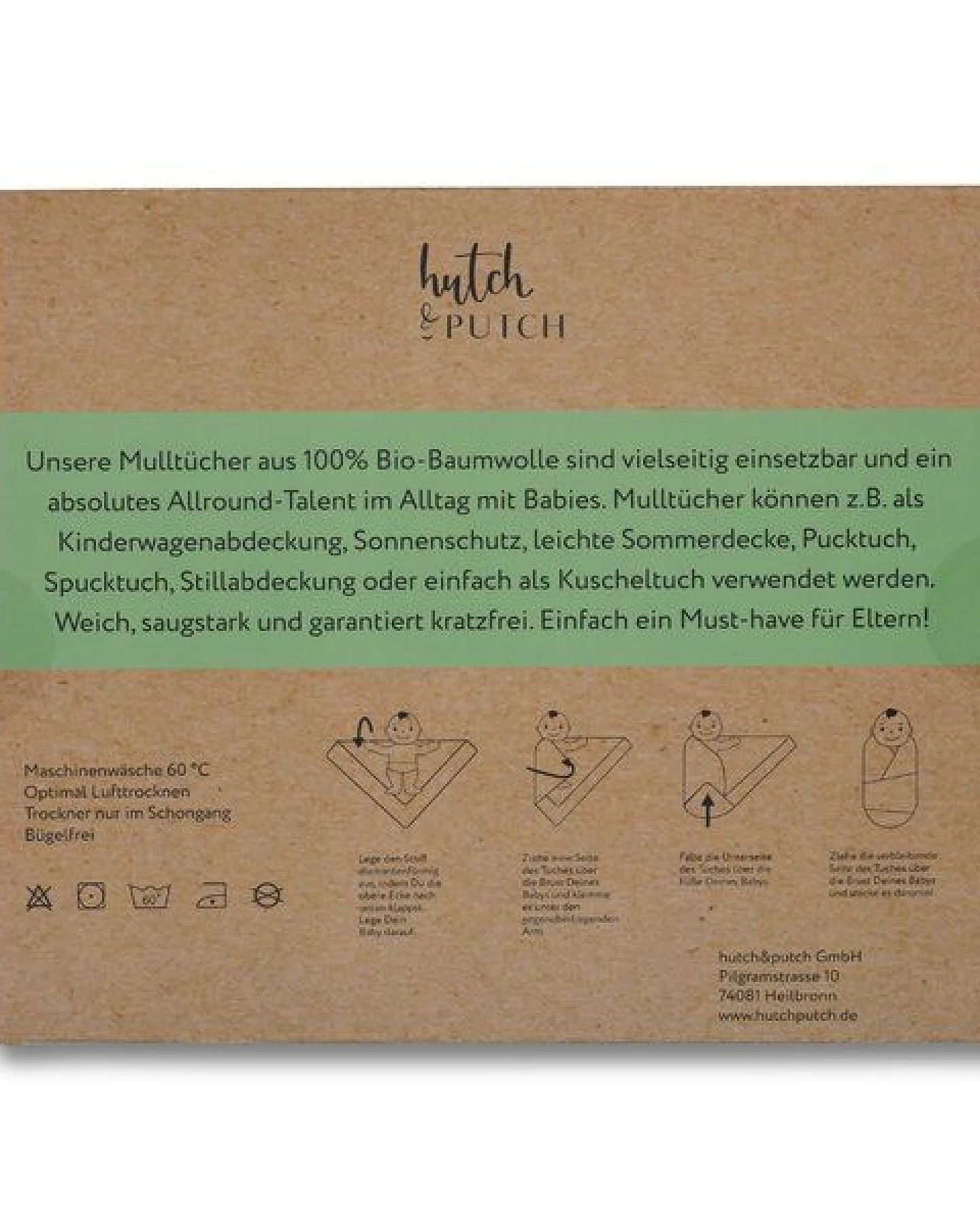 Hutch&Putch 3er-Set Musselin-Mulltuch aus Bio-Baumwolle in 120x120cm • einfarbige Mulltücher – Ansicht 3