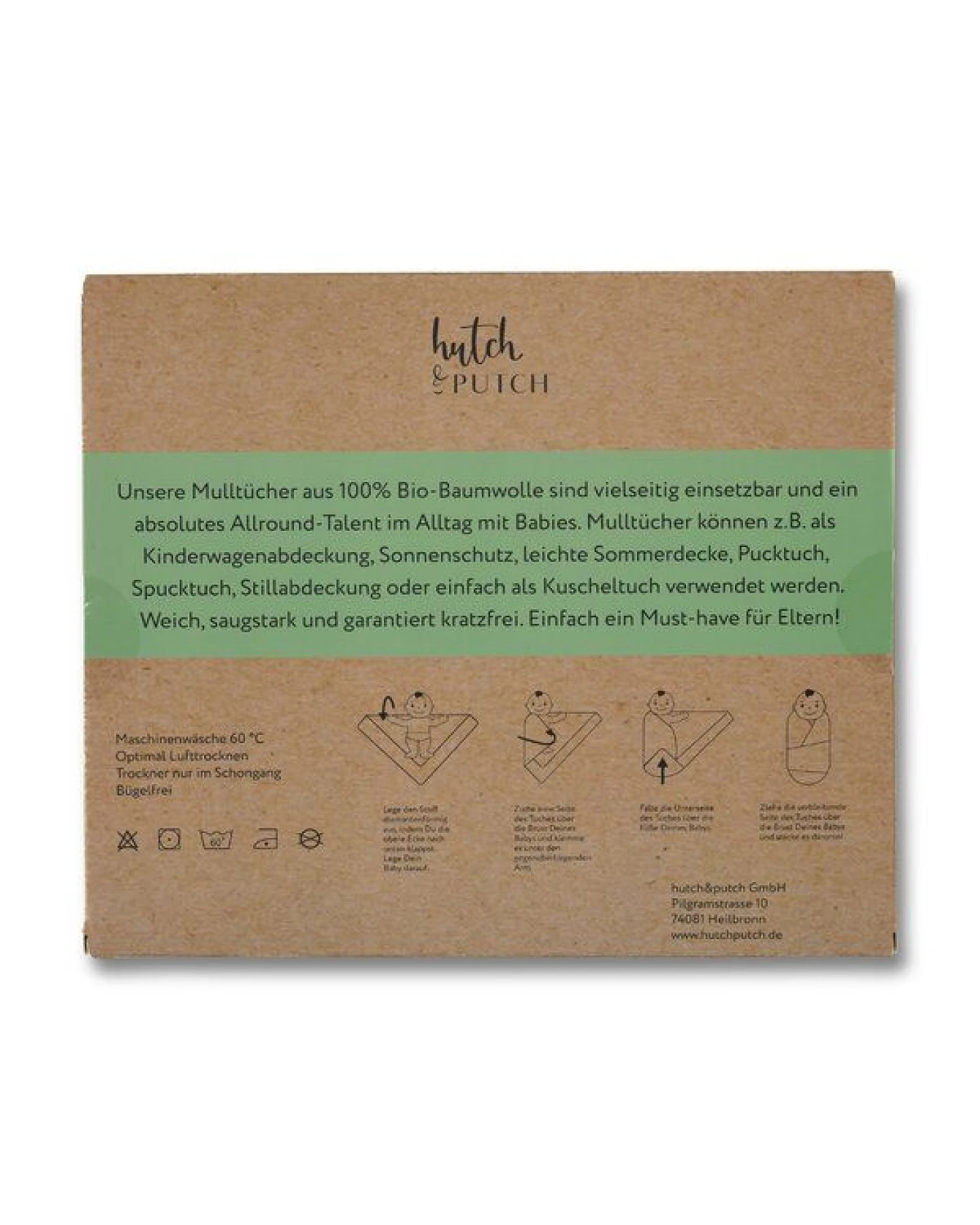 Hutch&Putch 3er-Set Musselin-Mulltuch aus Bio-Baumwolle in 120x120cm • einfarbige Mulltücher – Ansicht 3