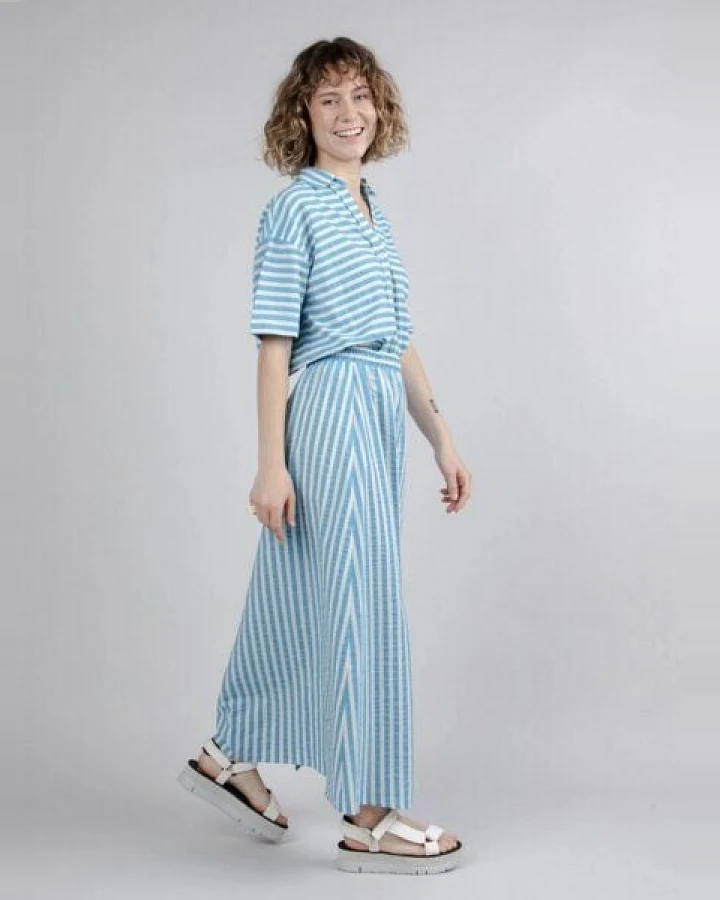 Brava Fabrics Gestreifter langer Rock Blau