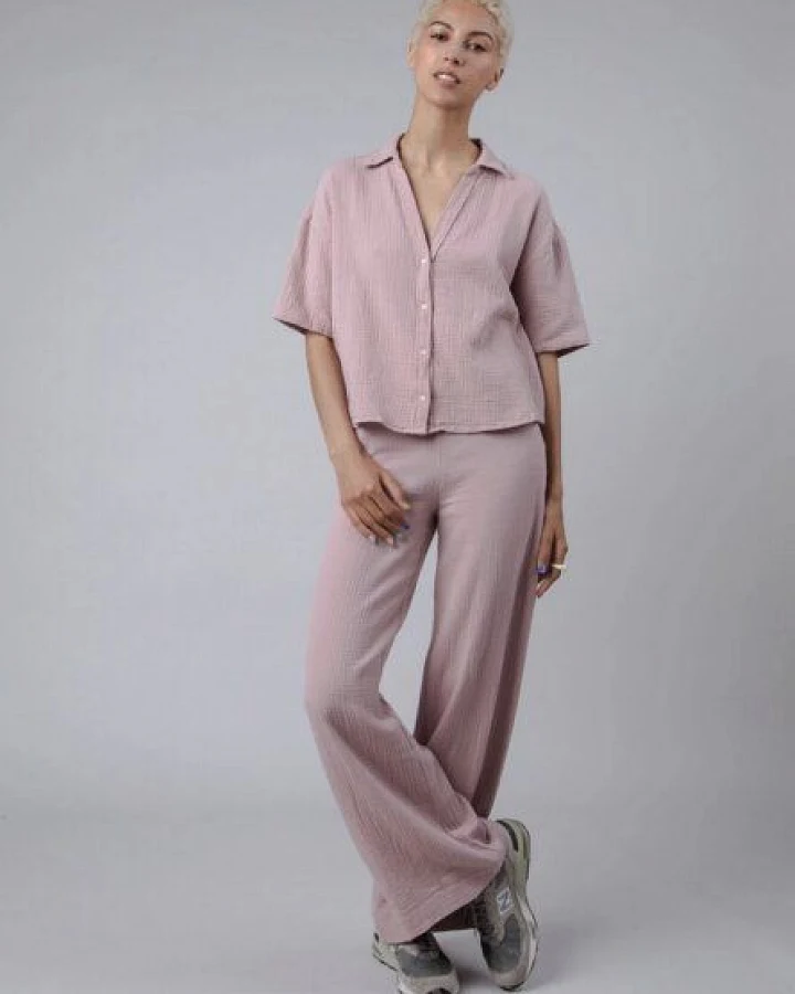 Brava Fabrics Bubble Wide Leg Cotton Pants Light Pink