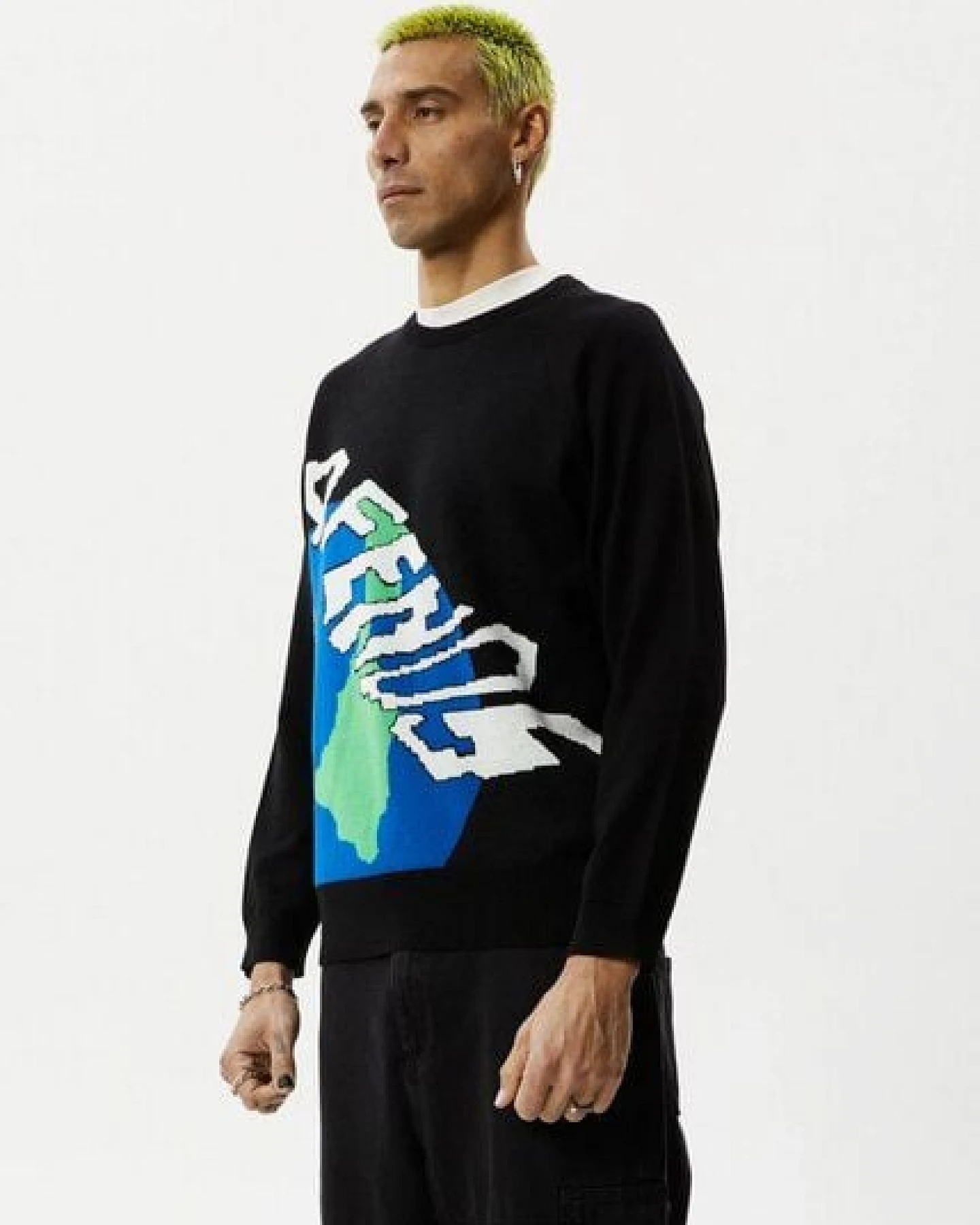 Afends Strickpulli Sweater ORBITAL Männer schwarz – Ansicht 3