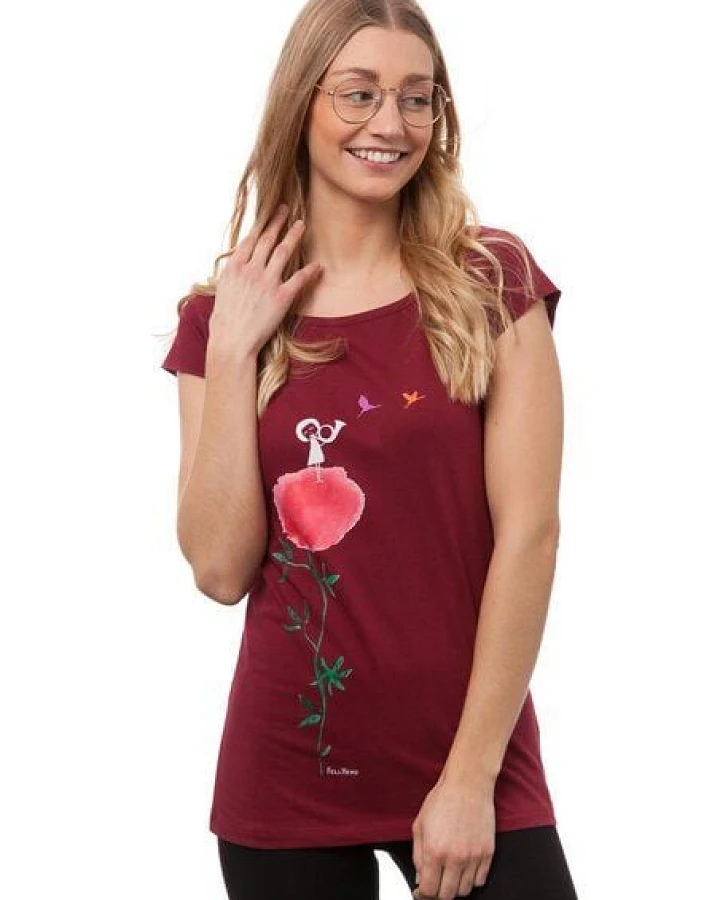 FellHerz Damen T-Shirt Kranichzug Bio & Fair & Vegan