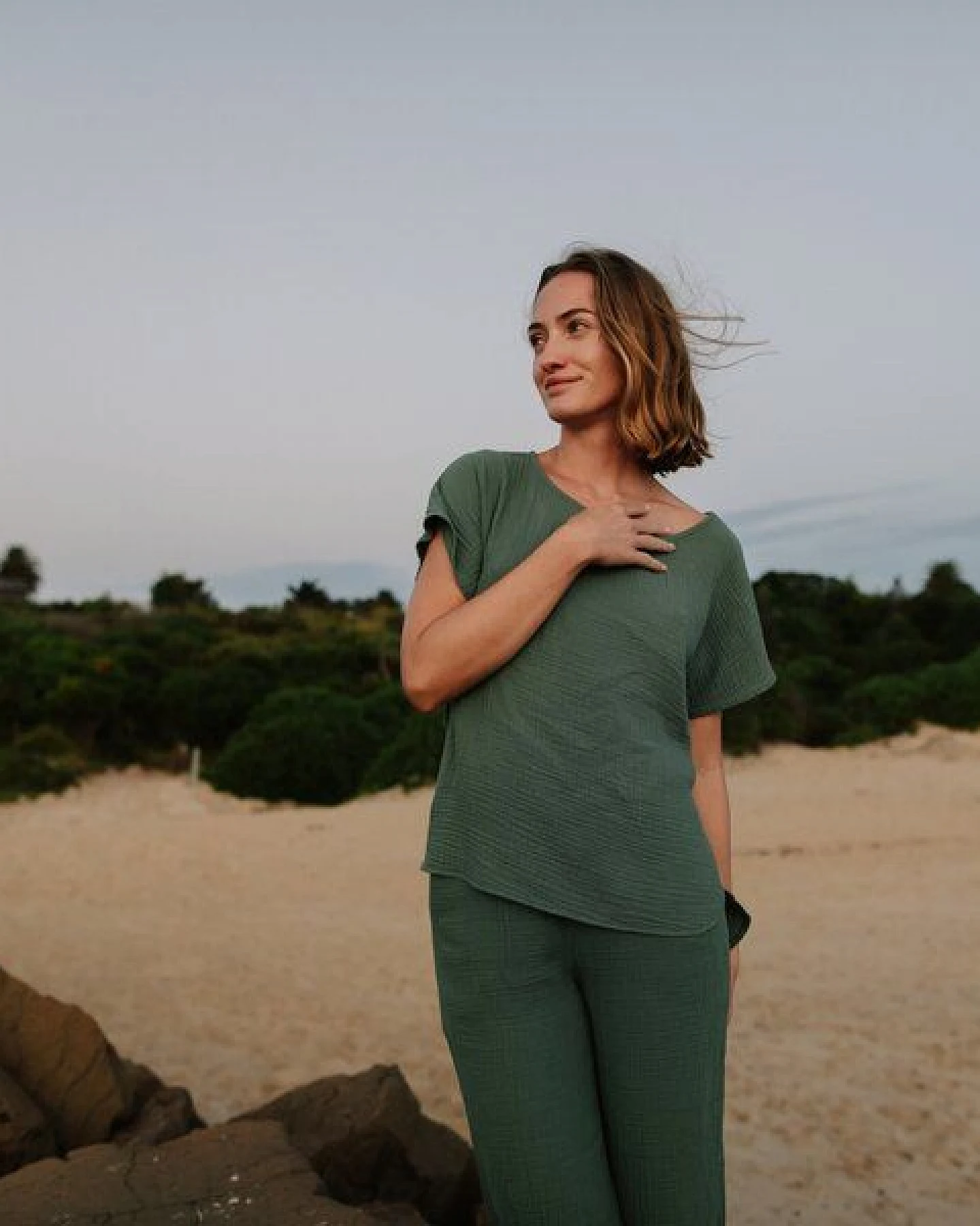 NORDLICHT Damen Musselin T-Shirt Bluse aus 100% Bio-Baumwolle IDA – Ansicht 2